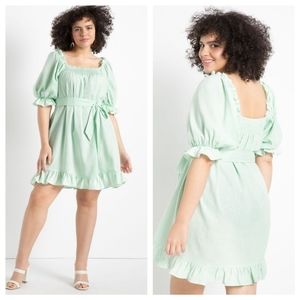 Eloquii Mint Green Puff Sleeve Dress